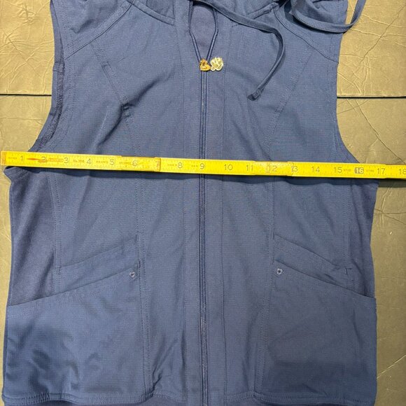 HeartSoul Women’s Navy Scrub Vest – Size S, Zip Front, Dri-Fit, Multi-Pocket - Picture 6 of 7